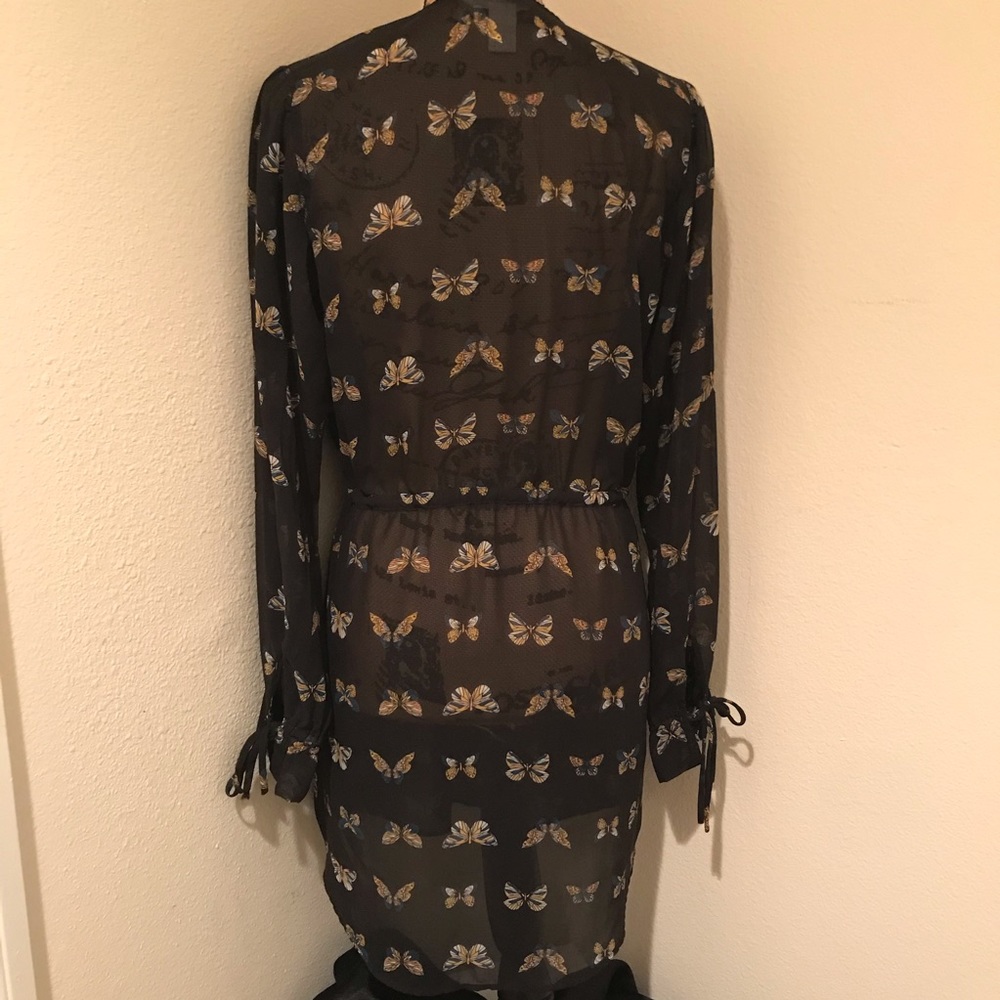 H&M Conscious Collection Black Boho Chiffon Butterfly Dress - Picture 7 of 12